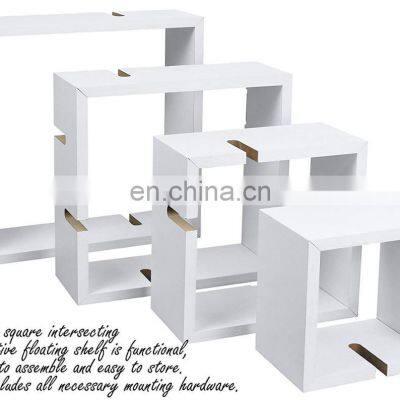 White Finished Wooden Floating Wall Shelf photo-3