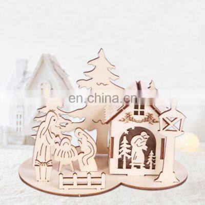 Christmas Desktop Ornaments Santa Claus Snowman House 3D Puzzle Ornaments Decoration photo-4