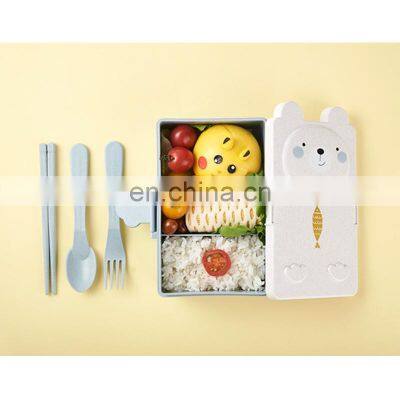 Customizable Cartoon Themed Eco Friendly Wheat Straw Children Cute Tiffin Lunch Box