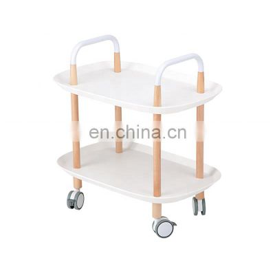 European modern design two-tier storage rack utility household kitchen white storage hand trolley bathroom storage rack