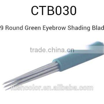 Hot sale microblading #9 Round green permanent makeup eyebrow shading blade