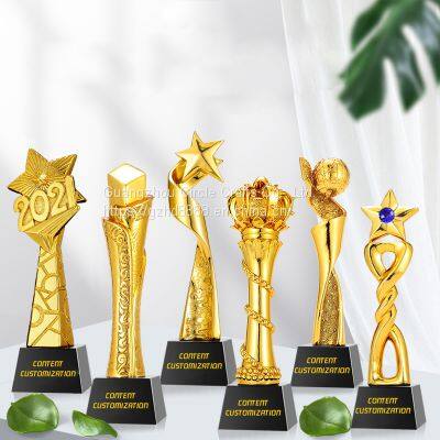 Custom Logo Resin Trophy Gold Black Creative Trophy 3 Buyers