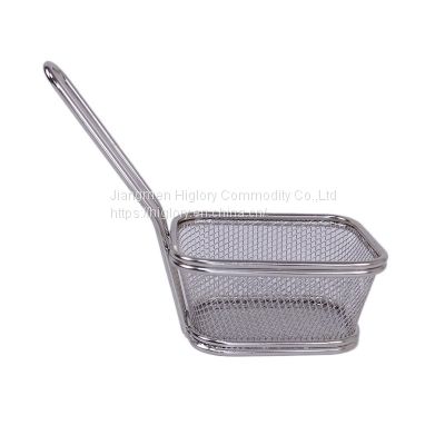 Fried Food Table Serving Chrome Rectangular Chips Fry Basket French Fries Basket Square Mini Frying Basket