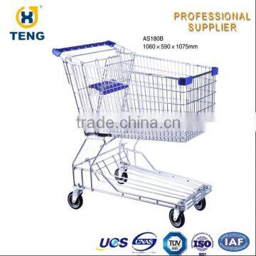 Asia style 180L unfold handy & solid grocery supermarket trolley cart