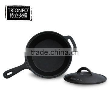 TRIONFO Single Handle Round Cast Iron Pre-seasoned Camping Pot With Lid photo-3