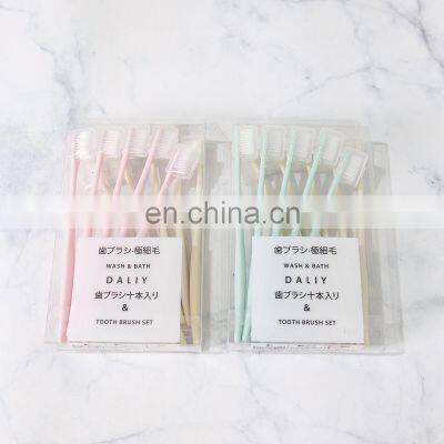 Wholesale natural degradable organic wheat straw ecological toothbrushes 10 pcs