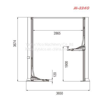4.5 Ton /Asymmetric One Side Release Floor Clear Vehicle Lift Hydraulic Car Hoist Lift With CE Certificate V-LZL-M-2240 photo-2