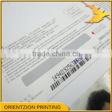 Prepaid calling card printing