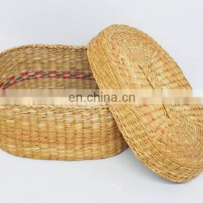 Hot Selling Sweet Smaller Woven Seagrass Basket With Lid Natural Straw Candy Basket Box Wholesale