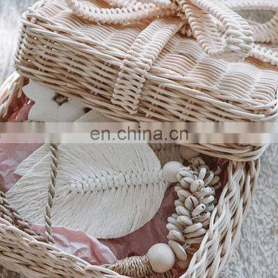 Best Price Hot Sale Square Rustic Woven Rattan Gift Box Pot Suitable for Storing Small Items Vietnam Supplier photo-3