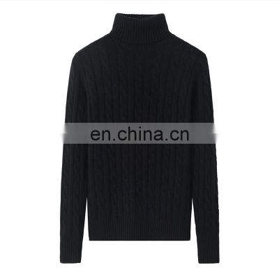 Custom Designed 100% Cashmere Women's Pullover Solid Color Turtleneck Cable Knit Sweater for Winter Casual Style with Front Logo