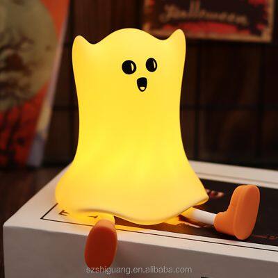 EGOGO Rechargeable LED Night Light for Kids Bedroom Cartoon Ghost Silicone Sleep Table Lamp with Sensor Control