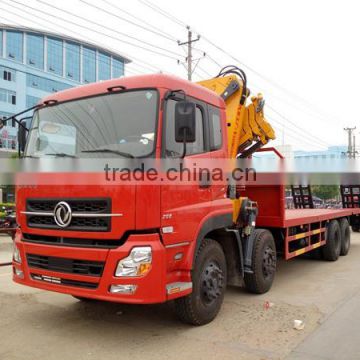 Dongfeng kinland flat bed truck with 16 ton crane