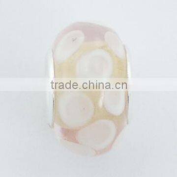 Pink Transparency Murano Glass Beads Soft White Dots