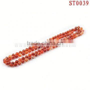 ST0039 90cm popular design fashion red round nature stone cheap direct buy china necklace