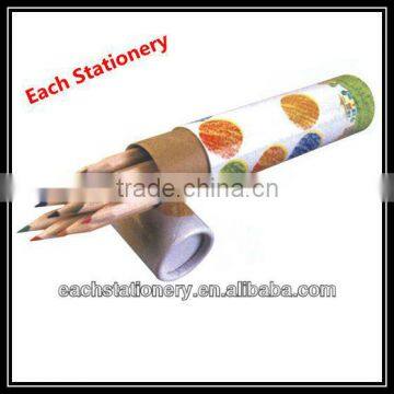 12pcs Natural Wooden Color Pencil In Cardboard Tube Stationery Set