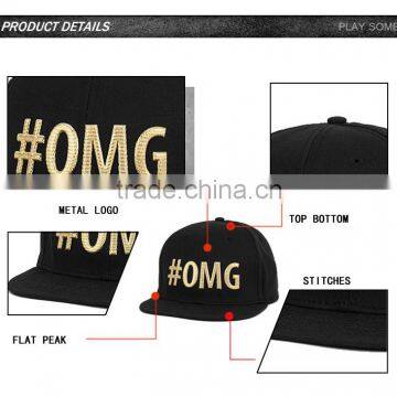 New Arrival 3D Embroidery Golden Metal Plate Snapback Hats photo-5