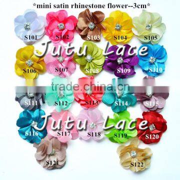 High quality mini artificial flower, glitter wedding decor fabric flower sew on appliques for bridal