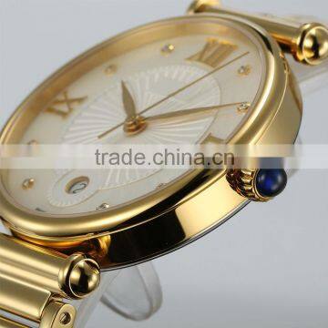 PVD Gold Ladies Stainless Steel Case Steel Back Watch Japan Quartz Movement Sapphire Glass With Gold Stainless Steel Band photo-3