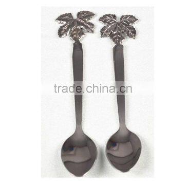 Stainless Steel Grape Leaf Teaspoon Coffee Spoon set (2 pieces)