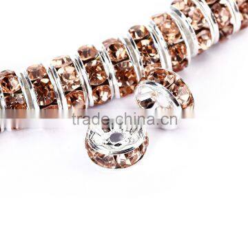 Silver Plated Light Peach Color #362 Rhinestone Jewelry Rondelle Spacer Beads Variation Color and Size 4mm/6mm/8mm/10mm