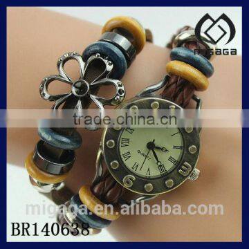 cool girl's rock band leather bracelet watch*rock leather strap vintage watch