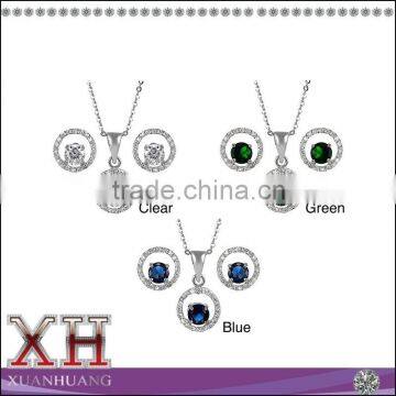 Wholesale Jewelry Fashion Round Cubic Zircon 925 Silver Jewelry Set 2015