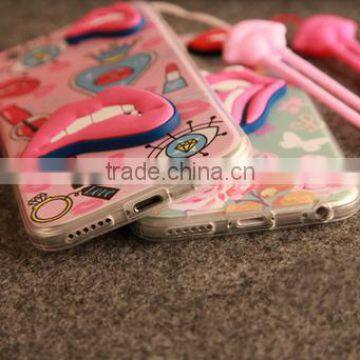 3D Soft Mouth Lip Fahion Printing Case for Iphone 6 Hot Selling 2015