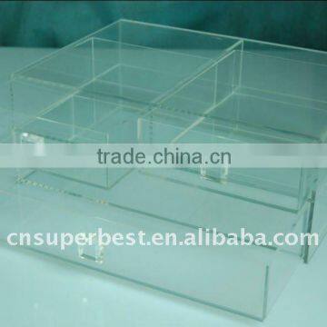 3 drawers acrylic jewelry box with handle