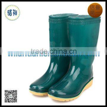 Cheap mid high women green rubber boots