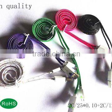 2014 wholesale micro braid dual color flat cable for cellphone new fashion