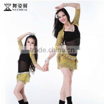 Wuchieal Chinese Style Mommy and Me Belly Dance Costumes Shoulder top and Skirt