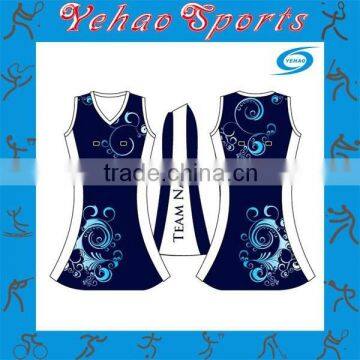 Lycra material custom sublimation women netball dress for sale