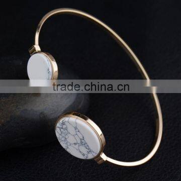 White Turquoise Disc Wire Bangle photo-2