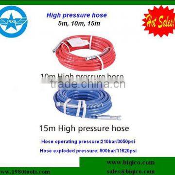 3m whip hose 10m 3/8" or 15m 1/4" stainless steel high pressure flexible hose for airless paint sprayer machine