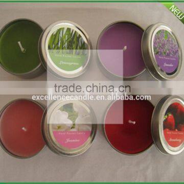 hot sale travel aroma soy wax tin candle