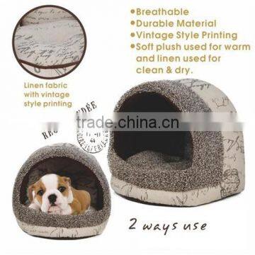 Dog linen fabric soft push with vintage printing Dome style