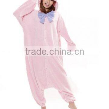 Unisex Animal Pink Teddy Bear Onesie/Pajama,Flannel Jumpsuit,Animal Cosplay Costume Pyjamas