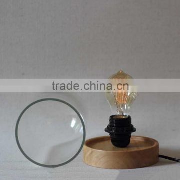 Industrial cloche table lamp with crafted glass lampshade