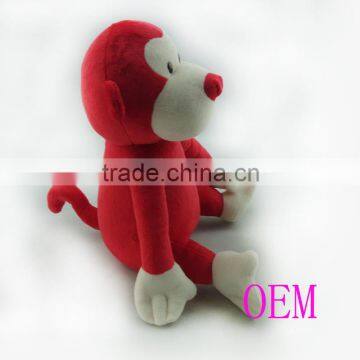 custom cute red and white stuffed plush monkey toy factory