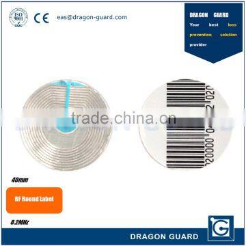 Dragon Guard EAS Anti-Theft R40 Barcode/White/Black/Transparent Round RF EAS Security Label