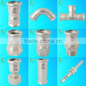 stainless steel press fitting-tee with wall plate