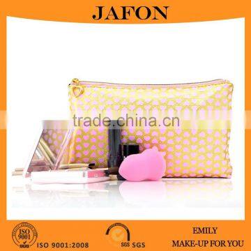 Golden Color With Heart Printing Makeup Brush Bag Case High Capacity