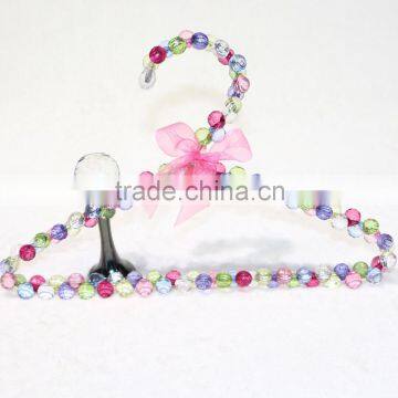 Luxury plastic kids plastic beaded hanger with lovely ribbon