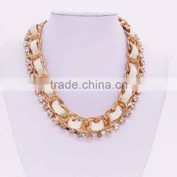 Braided Rope Belt Choker rhinestone Necklace Hot Sale GJ-096