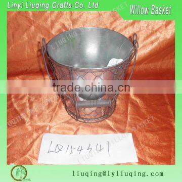 Factory wholesale round iron metal chichken wire storage basket/bucket