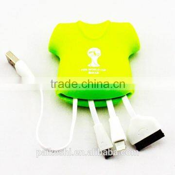 World cup micro usb data cable 3 in 1 usb cable