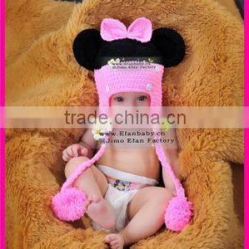 newborn baby girl lovely mickey mouse winter cotton crochet hat                        
                                                Quality Choice