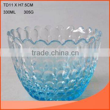 330ml glass salad bowl with decorative embossment