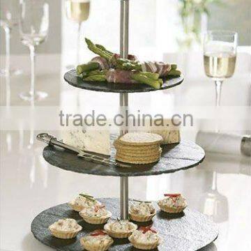 slate wedding cake stand with natural material slate